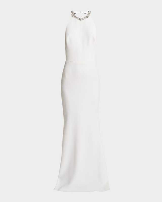 Crystal Halter Backless Gown
